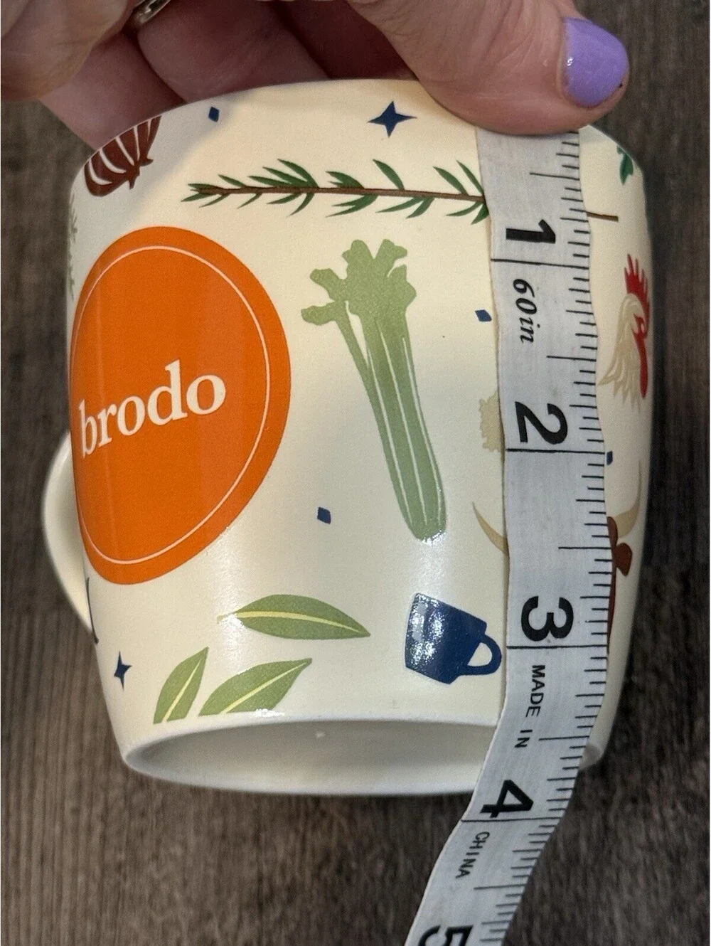 Brodo Soup/Coffee Mugs Set of 2 – Veggie Kitchen Print Ceramic Cups 12 oz NWOT